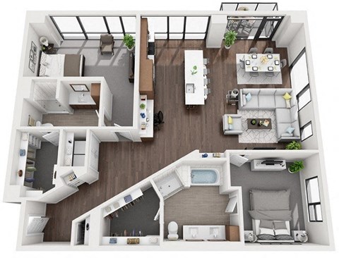 Floor plan for 2 beds, 2 baths, 1720 sqft